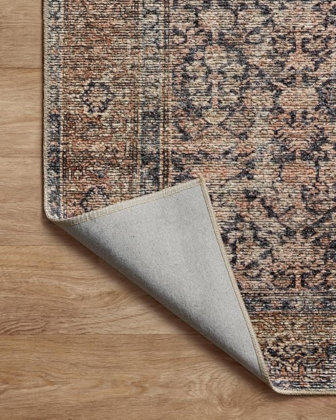Loloi Amber Lewis Billie Collection, Ink & Salmon 5'-0" x 7'-6" Area Rug – Antique & Distressed Accent Rugs for Living Room, Bedroom, Entryway & Hallway, No Shed High Traffic Area Home Decor Rug