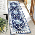 Moroccan Trellis Hallway Runner Rug Non-Slip Washable Geometric Standing Mats Anti-Fatigue Long Farmhouse Kitchen Mat Soft Low-Pile Distressed Area Rugs for Bathroom,Bedroom,Laundry 2' X 4.3'