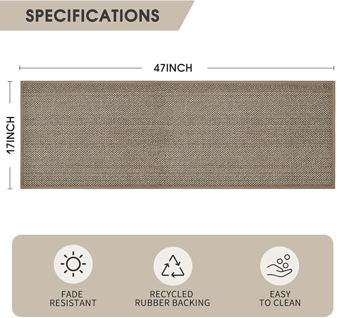 Artoid Mode Non Skid Washable Kitchen Rugs Mats Doormat, Rubber Backing Absorbent Rugs for Kitchen Door Mat Kitchen Mats Floor Mats Front of Sink 17x47 Inch