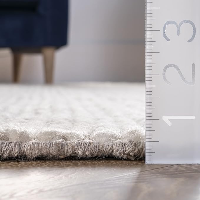 Nuloom Penelope Off-White/Ivory, 10' Square, Hand-Braided, Wool & Cotton, Soft and Textured, High Traffic, Stain Resistant, Easy Clean, Durable Area Rug for Bedroom, Living Room, Dining, Entryway