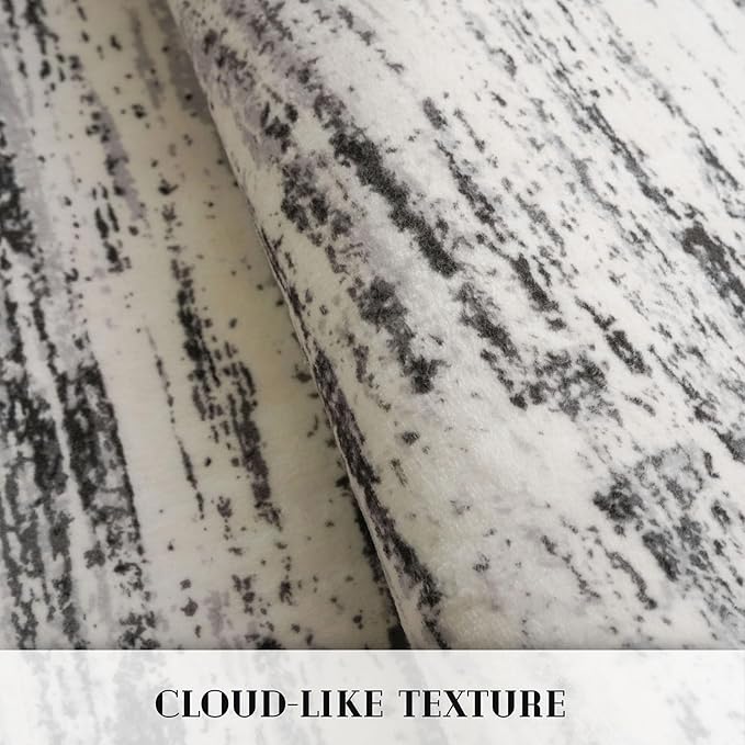 Modern Abstract Entryway Rug Indoor 2x3 Washable Rug Non-Slip Soft Small Area Rug White Black Grey Taupe Kitchen Mats Thin Print Faux Wool Floor Carpet Throw Rugs for Entrance Bedroom Office
