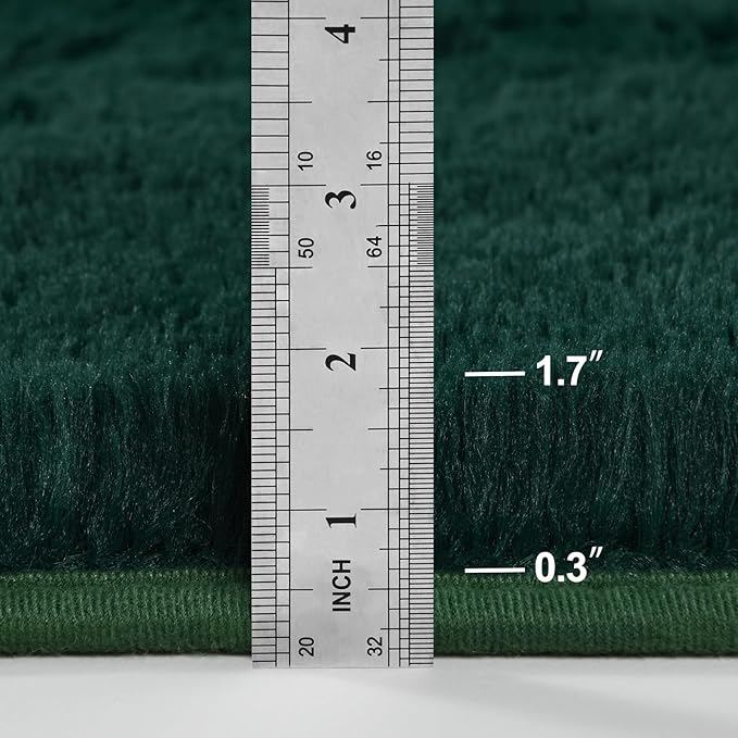 Large Shag Area Rugs 5 x 8, Plush Fuzzy Rugs for Living Room, Ultra Soft Fluffy Furry Rug for Bedroom, Indoor Carpet Nursery Rugs for Kids Room Home Decor, Deep Green