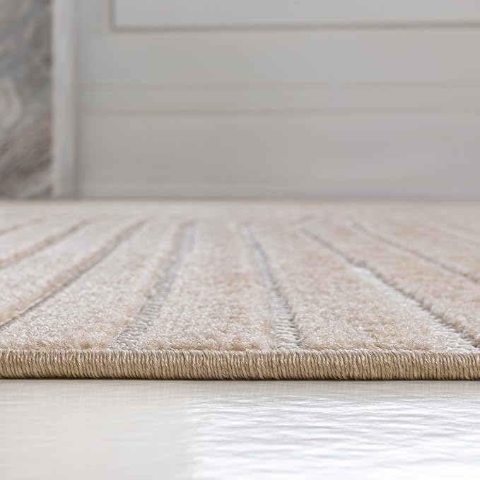 JONATHAN Y Hallie High-Low Curve Beige/Cream 5x8 Indoor/Outdoor Area Rug, Minimalist Geometric, Pet Friendly, for Patio, Backyard, Living Room, Bedroom, Office, Hose-Washable (SCN100D-5)