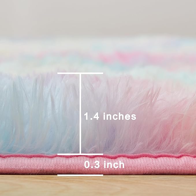 Andency 6x9 Area Rugs, Large Shag Fluffy Soft Shaggy Rugs for Living Room Bedroom, Non-Slip Tie-Dyed Rainbow Thick Plush Carpet for Kids Girls and Boys, Dorm Nursery Home Decor Aesthetic