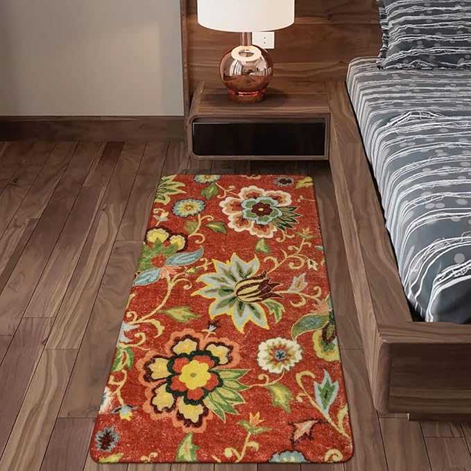 Lahome Floral Runner RugWashable Kitchen Hallway Runner Rug