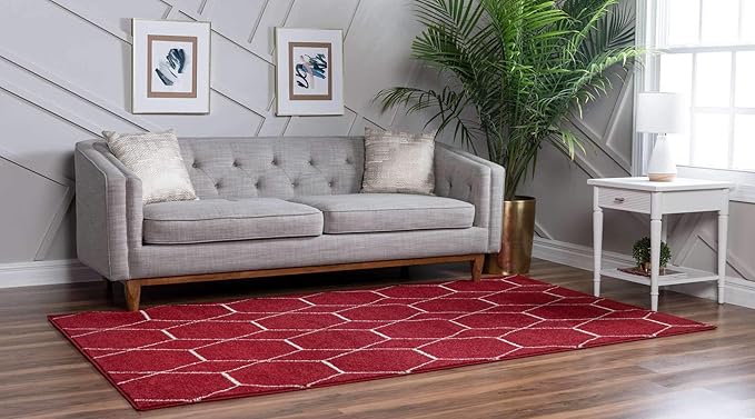 Unique Loom Trellis Frieze Collection Area Rug - Geometric (3' 3" x 5' 3", Red/ Ivory)