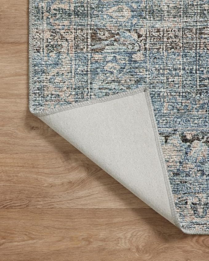 Loloi Amber Lewis Billie Collection, Denim & Blush 6'-0" x 9'-0" Area Rug – Antique & Distressed Accent Rugs for Living Room, Bedroom, Entryway & Hallway, No Shed High Traffic Area Home Decor Rug