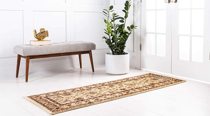 Unique Loom Voyage Collection Traditional Oriental Classic Intricate Design Area Rug (2' 2 x 6' 0 Runner, Ivory/Gold)