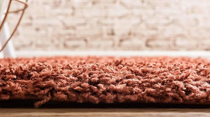 Unique Loom Solid Shag Collection Area Rug (2' 6" x 16' 5" Runner, Terracotta)