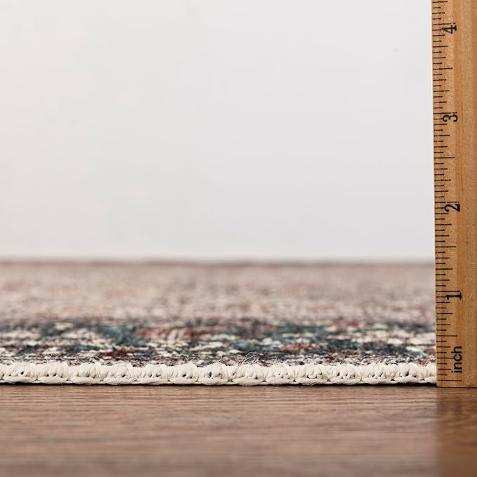 Keen Home Design 2x7 Rug - Machine Washable Runner Rug with Non-Slip Backing, Ideal for Hallway, Entryway, Kitchen, Laundry Room - Vintage, Easy Clean, Durable, Low Pile - (2'6" x 7')