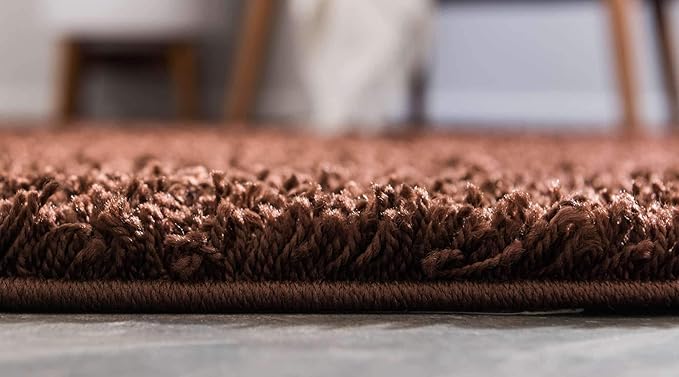 Unique Loom Solid Shag Collection Area Rug (3' 3" x 5' 3" Rectangle, Chocolate Brown)
