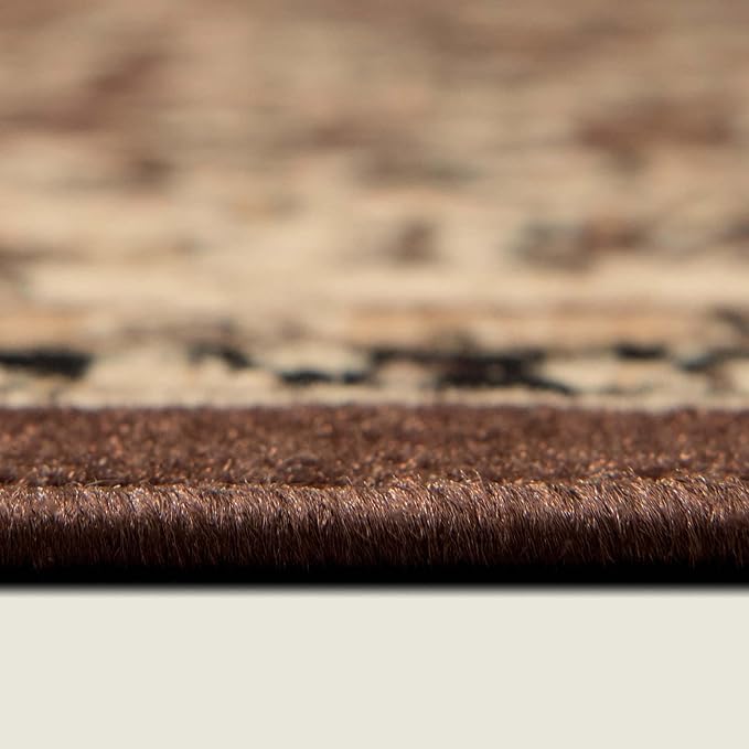 Unique Loom Sialk Hill Collection Area Rug - Washington (4' 1" Round Brown/Black)