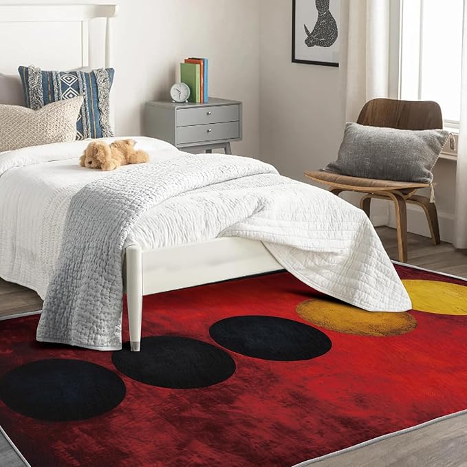 Geometric Rug, 6x8 Rug, Red Gradient Rugs for Living Room Bedroom, Modern Large Area Rug, Washable Rug Non Slip Soft Indoor Carpet, Kids and Pets Friendly, Geometric Home & Room Decor