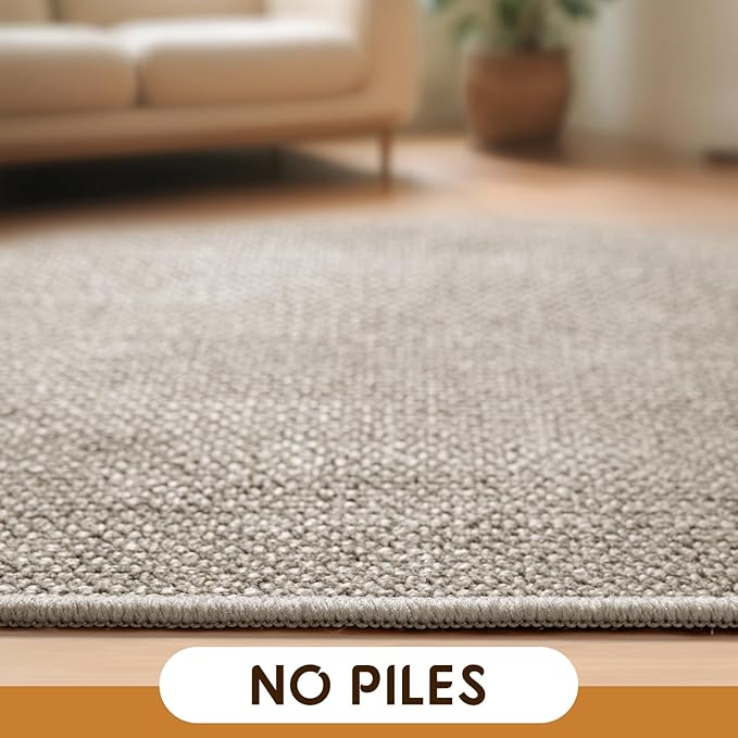 LBRO2M Easy Jute Solid Area Rug 8X10 Washable Rugs for Living Room Bedroom Natural Jute Indoor Outdoor Carpet Durable, Solid Non Shedding Eco Friendly (8X10 Gray)