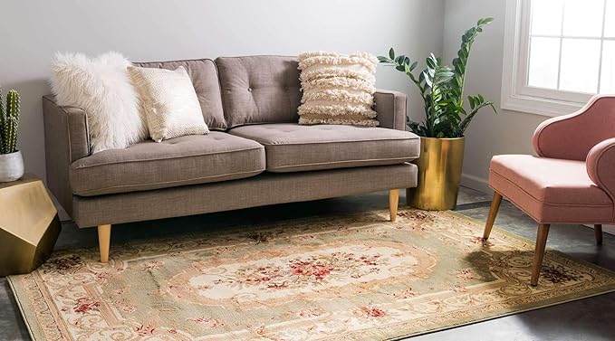 Unique Loom Versailles Collection Traditional Classic Floral Motif Area Rug (2' 2 x 3' 0 Rectangular, Green/ Ivory)
