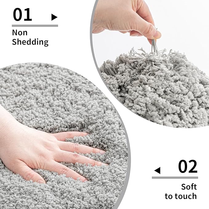Gray Bathroom Runner Rug 24x59 Non Slip Fluffy Long Bath Mat for Bathroom Floor Washable Plush Luxury Bath Rug for Tub Absorbent Shower Sink Mat Bedside Rug
