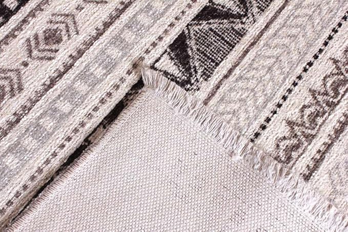 Alfa Rich 4x6 White Black Gray Washable Area Rugs for Living Room Bedroom Kitchen Cotton Decor Rug