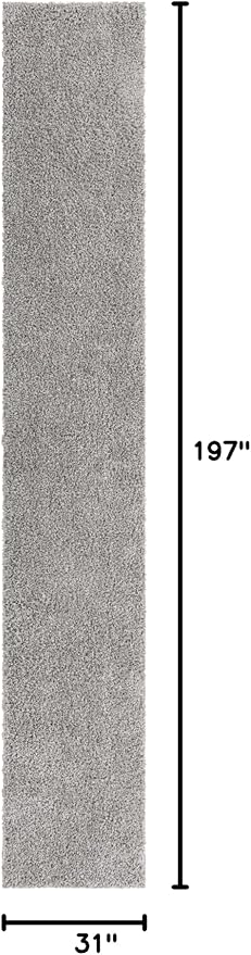 Unique Loom Davos Shag Collection Area Rug - Solid (2' 7" x 16' 5" Runner, Sterling)