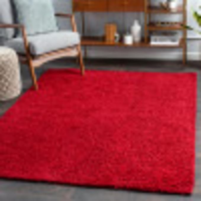 Artistic Weavers Solid Plush Blissful Shag Area Rug, 7'10" x 10', Red