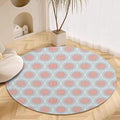 Circle Geometric Print Round Rug Vintage Blue Pink Area Rug Washable 5ft Circle Rugs for Living Room Bedroom Non Slip, Soft Indoor Floor Carpet for Kitchen Entryway Family Room