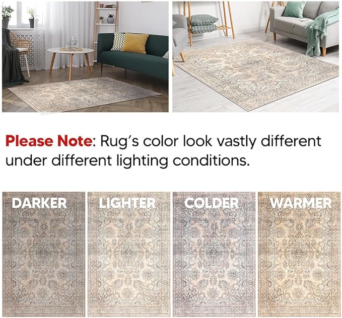 Keen Home Design 2x3 Rug - Machine Washable Entry Rug with Non-Slip Backing, Ideal for Enteryway, Kitchen, Bathroom, Laundry Room - Vintage, Easy Clean, Durable, Low Pile - (2' x 3')