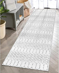 Lahome Moroccan Washable Runner Rug - 2x6 Non-Slip Throw Hallway Rug Runner Ultra-Thin Soft Kitchen Laundry Room White Print Distressed Carpet for Entryway Bathroom Living Room