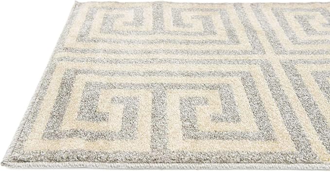 Unique Loom Athens Collection Classic Geometric Modern Border Design Area Rug (2' 0 x 3' 0 Rectangular, Gray/ Beige)