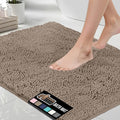 GORILLA GRIP Bath Rug Mat 44x26, Thick Absorbent Chenille, Quick Dry Microfiber Mats, Rubber Backing Washable Shower Floor Rugs, Bathmat Runner, US Designed Bathroom Home Decor Accessories Gray Beige