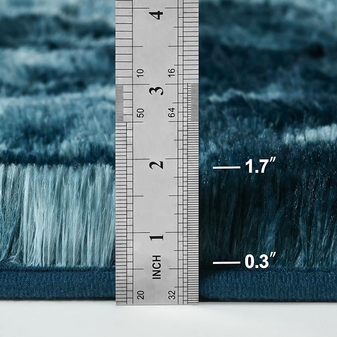 Shag Area Rug, 4 X 6 Tie-Dyed Plush Fuzzy Rugs for Living Room, Ultra Soft Fluffy Furry Rug for Bedroom, Indoor Carpet Nursery Rugs for Kids Room Home Decor, Peacock Blue