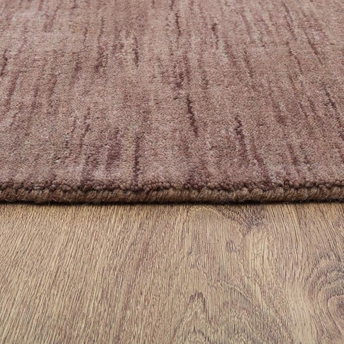Hand Knotted Loom Wool ECO-Friendly Area Rugs - 8'x10', Rectangle, Light Brown Color, Solid Plain Design, High Pile Thick Handmade Anti Skid Rugs for Living Room (L00111)