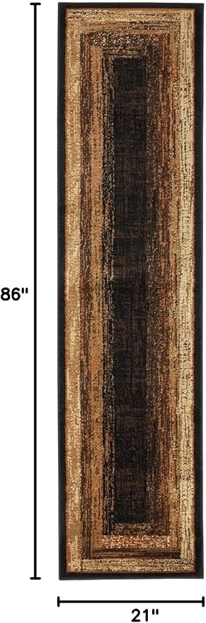 Home Dynamix Royalty Vega Contemporary Geometric Runner Area Rug, Black/Beige, 1'9"x7'2"