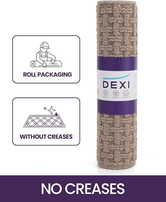DEXI Front Entryway Door Mat Non Slip 36x60, Washable Entry Way Mats Inside Entrance Low Profile, Welcome Doormat Dirt Trapper for House Floor Home Porter Hall Backdoor Area, Light Taupe