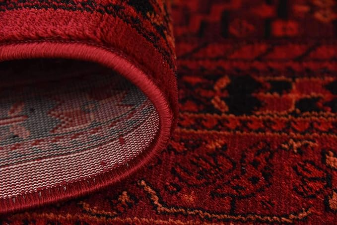 Unique Loom Tekke Collection Area Rug - Sheibani (4' 1" x 6' 1" Rectangle Red/Black)