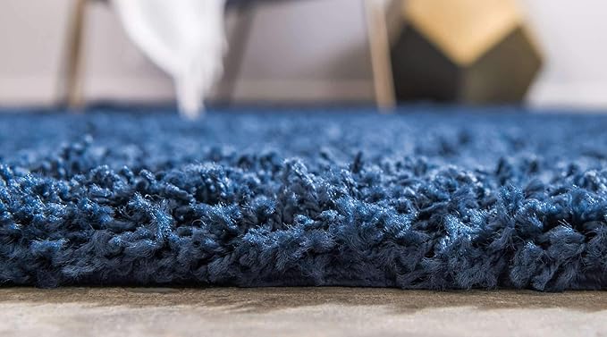 Unique Loom Solid Shag Collection Area Rug (8' x 11' Rectangle, Sapphire Blue/ Navy Blue)