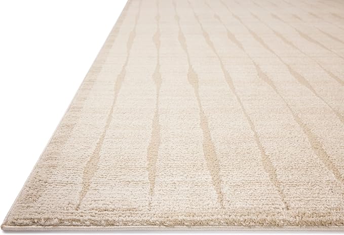 Loloi Chris Loves Julia Calvin Collection CLV-02 Ivory/Oatmeal 3'-6" x 5'-6" Accent Rug Checkered Neutral Soft Living Room Bedroom Carpet