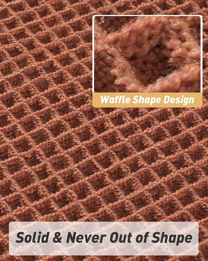 Upgraded Waffle Runner Rug Super Absorbent Non Slip Bath Mats for Bathroom Machine Washable Bathroom Runner Rug with Tassels, Ideal for Hallway Bedroom Laundry Room, Dirty Orange, 2'x 4'(24" x 48")