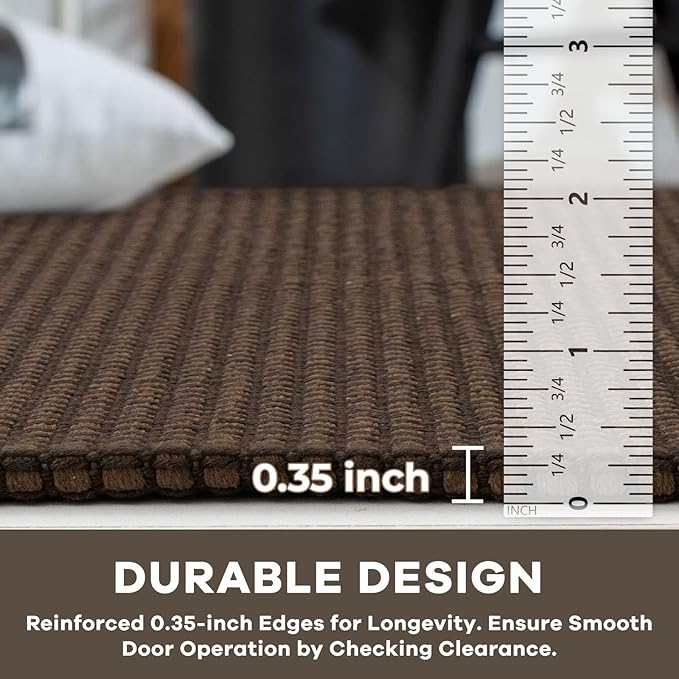 KOZYFLY Washable Area Rug 5x7 ft Rubber Backed Non Slip Rugs for Living Room Braided Cotton Bedroom Rug Woven Office Rugs Indoor Floor Carpets for Dining Bedroom Living Room, Reddish Brown/Coffee