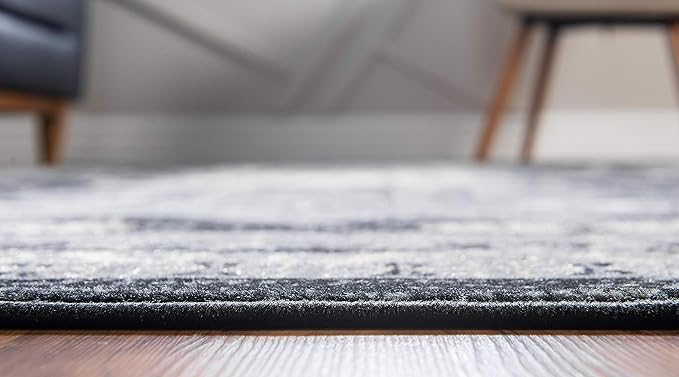 Unique Loom Taftan Collection Border Geometric Tribal Inspired Design Area Rug (9' 10 x 13' 0 Rectangular, Black/ Gray)