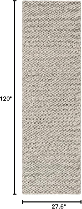 SAFAVIEH Natura Collection Runner Rug - 2'3" x 10', Silver, Handmade Wool Blend, Textured Design, Ideal for Hallway, Bedroom, Foyer (NAT620C)