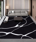 YIHOUSE Modern Washable Area Rug for Living Room Bedroom - Large Abstract Black and White Rug Non-Slip Ultra-Thin Home Decor (Dark Warping, 8'x10'ft)