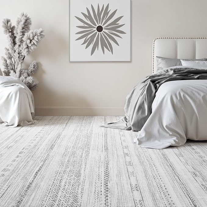 6x9 Area Rugs for Living Room Machine Washable Rug Distressed Indoor Carpet Neutral Moroccan Boho Rug Ultra Soft Area Rug for Bedroom Dining Room Playroom Office, Grey