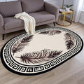 Light Beige Tan Black Greek Key Pattern Bordered Large Rugs for Living Room Bedroom Dining Room Machine Washable Non Skid Soft Area Rug 10x14 Nursery Dorm Guestroom Minimalist Oval Floor Mats Carpet