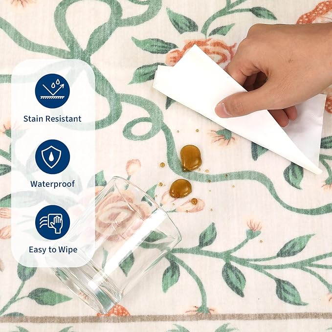 GarveeHome Washable Runner Rug 2x6 Non Slip Hallway Runners Stain Resistant Low Pile Floral Runner Rugs for Kitchen Soft Long Entryway Runner Rugs Beige Boho Throw Carpet for Bedroom Nursery, 2x6