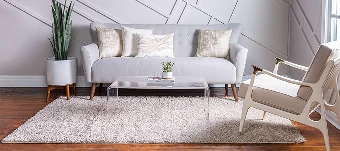 Unique Loom Davos Shag Collection Area Rug - Solid (3' 3" x 5' 3" Rectangle, Linen)