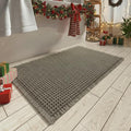 Upgraded Christmas Waffle Bath Mat, Super Absorbent Non Slip Bath Mats for Bathroom Floor, Machine Washable Bathroom Rugs with Tassels, Rubber Backed Bathroom Mats, Ultra Soft, 17" x 24", Dark Green