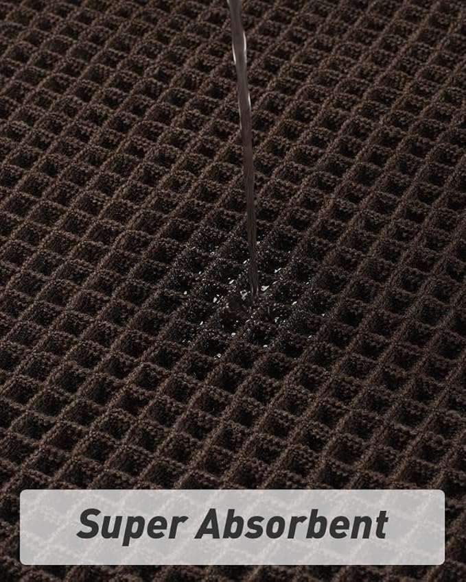 Upgraded Waffle Runner Rug Super Absorbent Non Slip Bath Mats for Bathroom Machine Washable Bathroom Runner Rug with Tassels, Ideal for Hallway Bedroom Laundry Room, Chocolate, 2'x 4'(24" x 48")