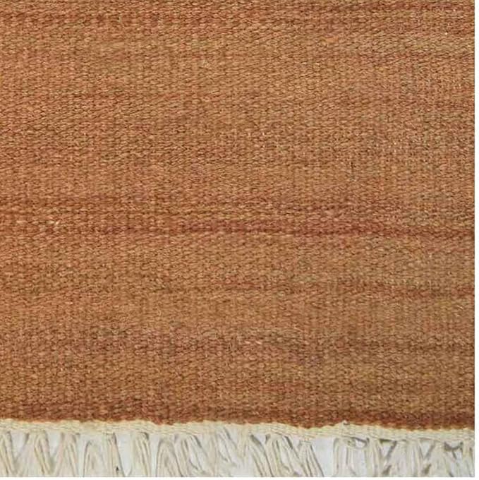 Rugsotic Carpets Hand Woven Flat Weave Kilim Wool ECO-Friendly Area Rugs - 2'6''x6', Runner Shape, Orange Color, Solid Plain Design, Low Pile Handmade Rugs for Living Room, Bed Room (D00111)