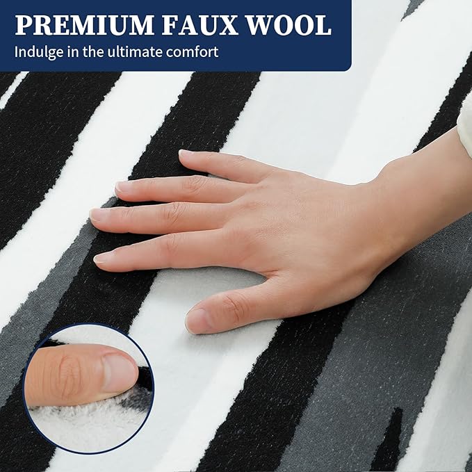 YIHOUSE 2×3 Ft Entryway Rug: Modern Washable Rug - Abstract Small Area Rug for Indoor Entrance Kitchen Floor Home Decor - Nonslip Non-Shedding Striped Rugs, Black Grey & White