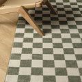 Revival Rugs Gambit 6'7"x9' Checkered Rug Washable Area Rug for Living Room Bedroom - 100% Recycled Oeko-TEX Certified, Medium Pile, Green, Beige