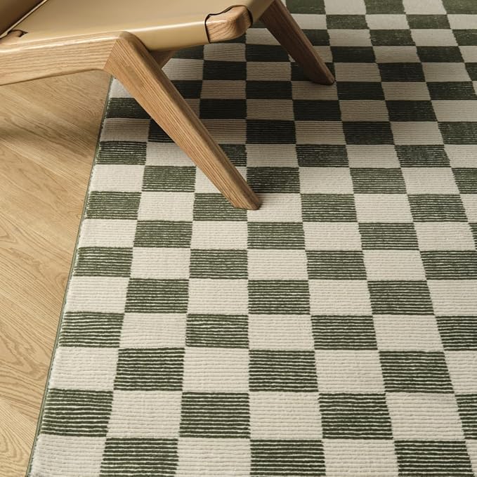 Revival Rugs Gambit 9'2"x12'2" Washable Area Rug for Living Room Bedroom - 100% Recycled Oeko-TEX Certified, Medium Pile, Green, Beige